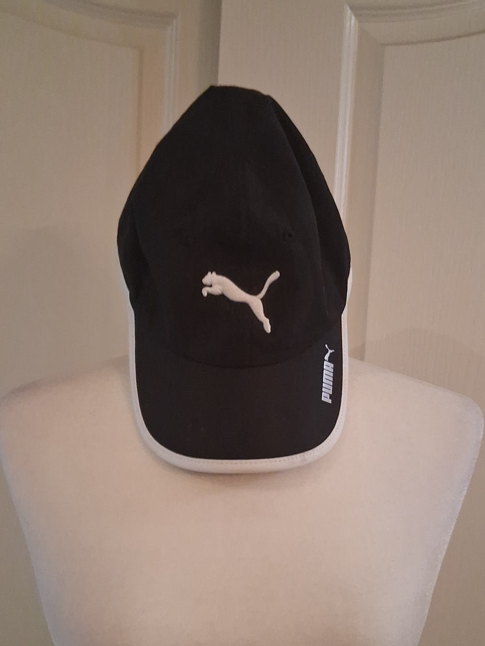 Puma Black Cap with White Logo and Trim